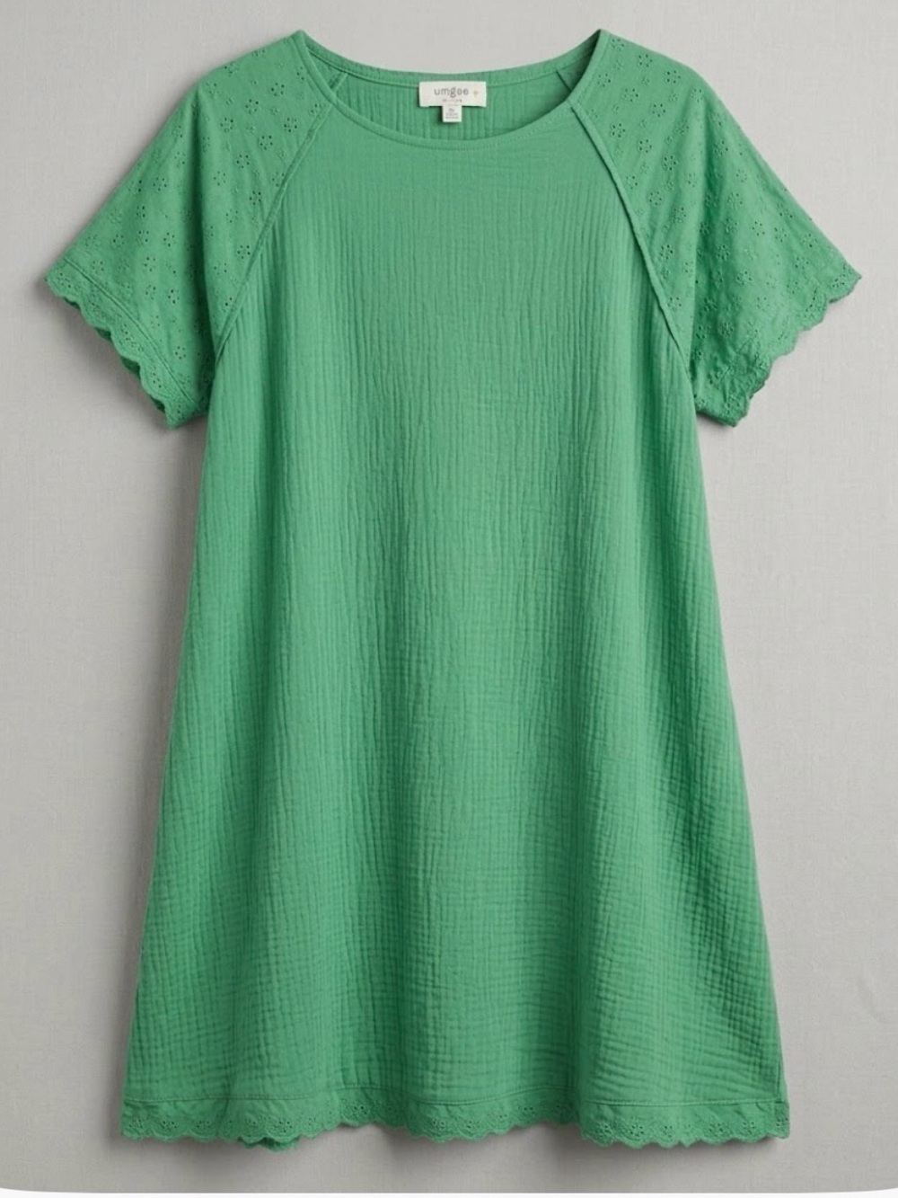 Umgee Green Eyelet Sleeve Dress